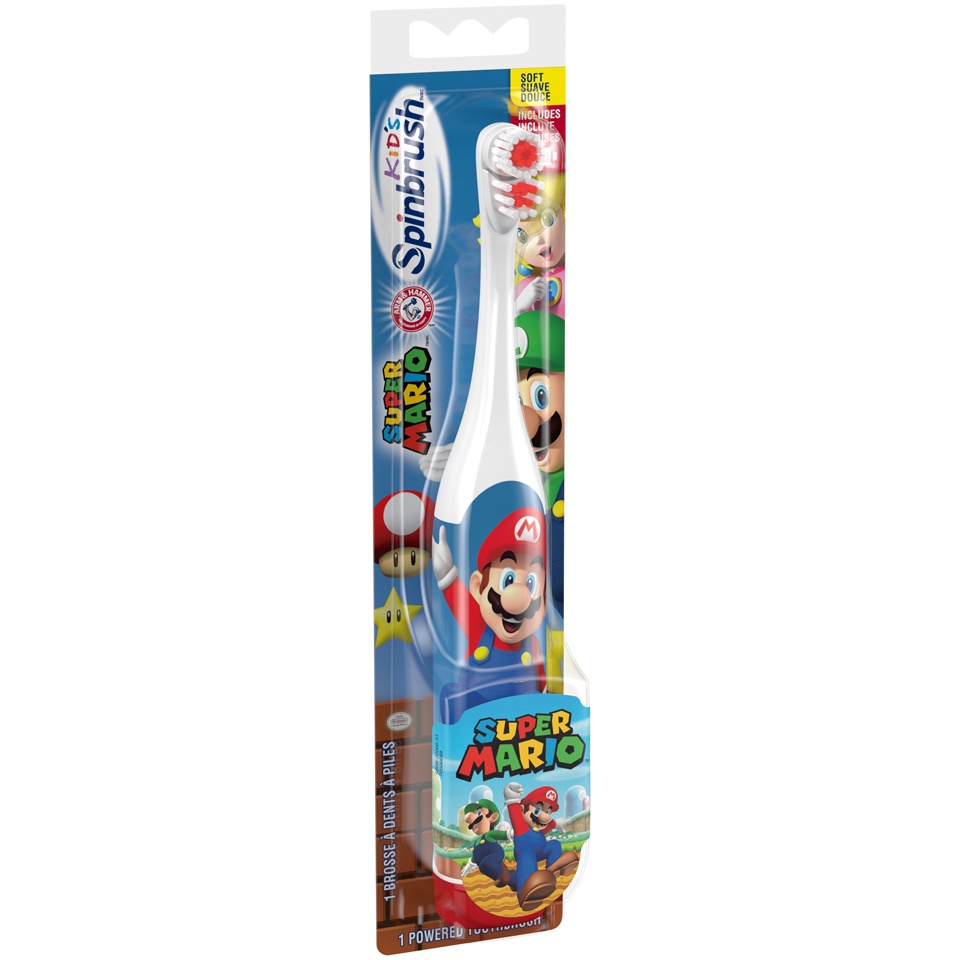slide 2 of 3, ARM & HAMMER Spinbrush Kids Super Mario Battery Toothbrush, 1 ct