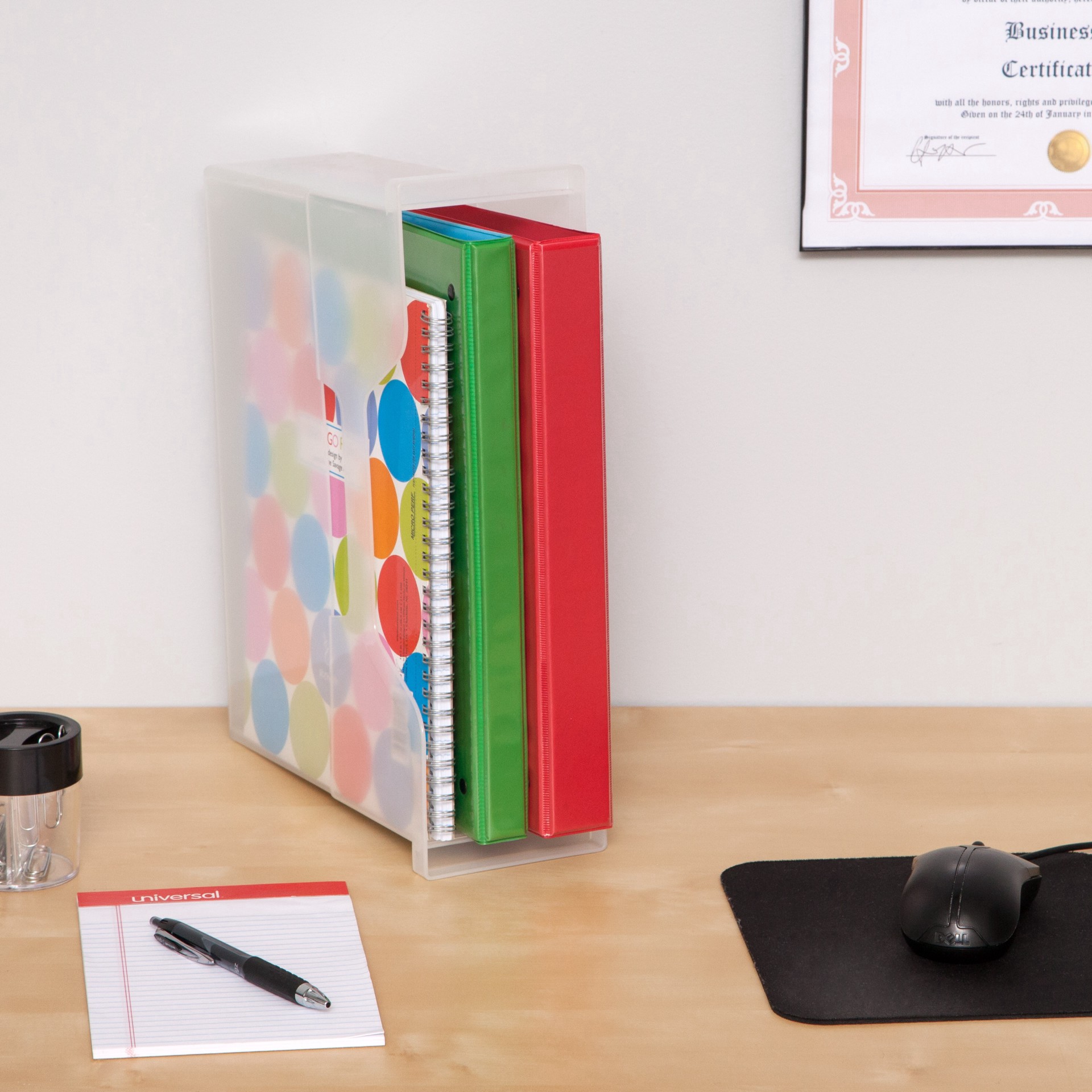 slide 4 of 6, Iris Small Open Top Plastic File Box, 3.9 in x 13.4 in x 9.8 in