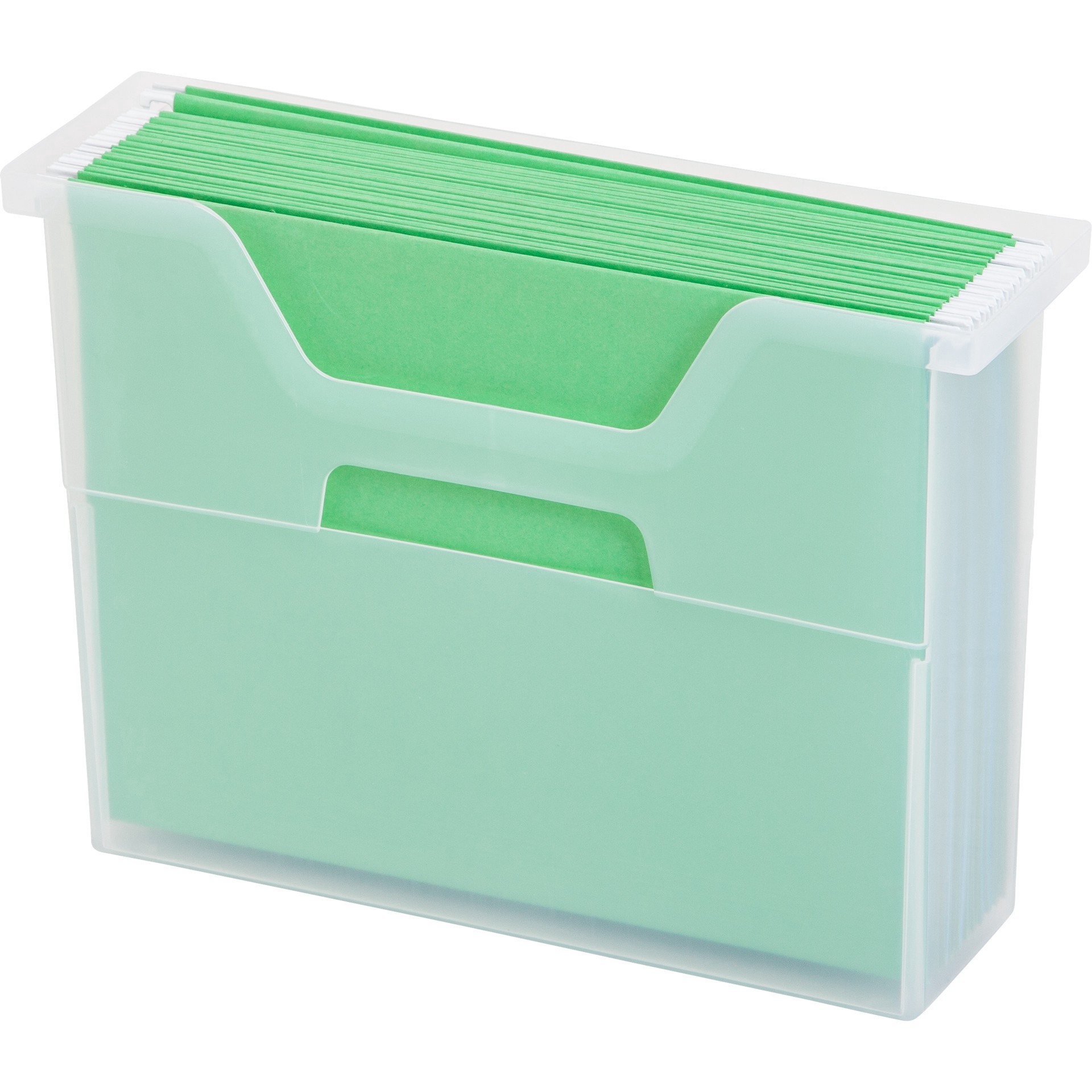 slide 5 of 6, Iris Small Open Top Plastic File Box, 3.9 in x 13.4 in x 9.8 in