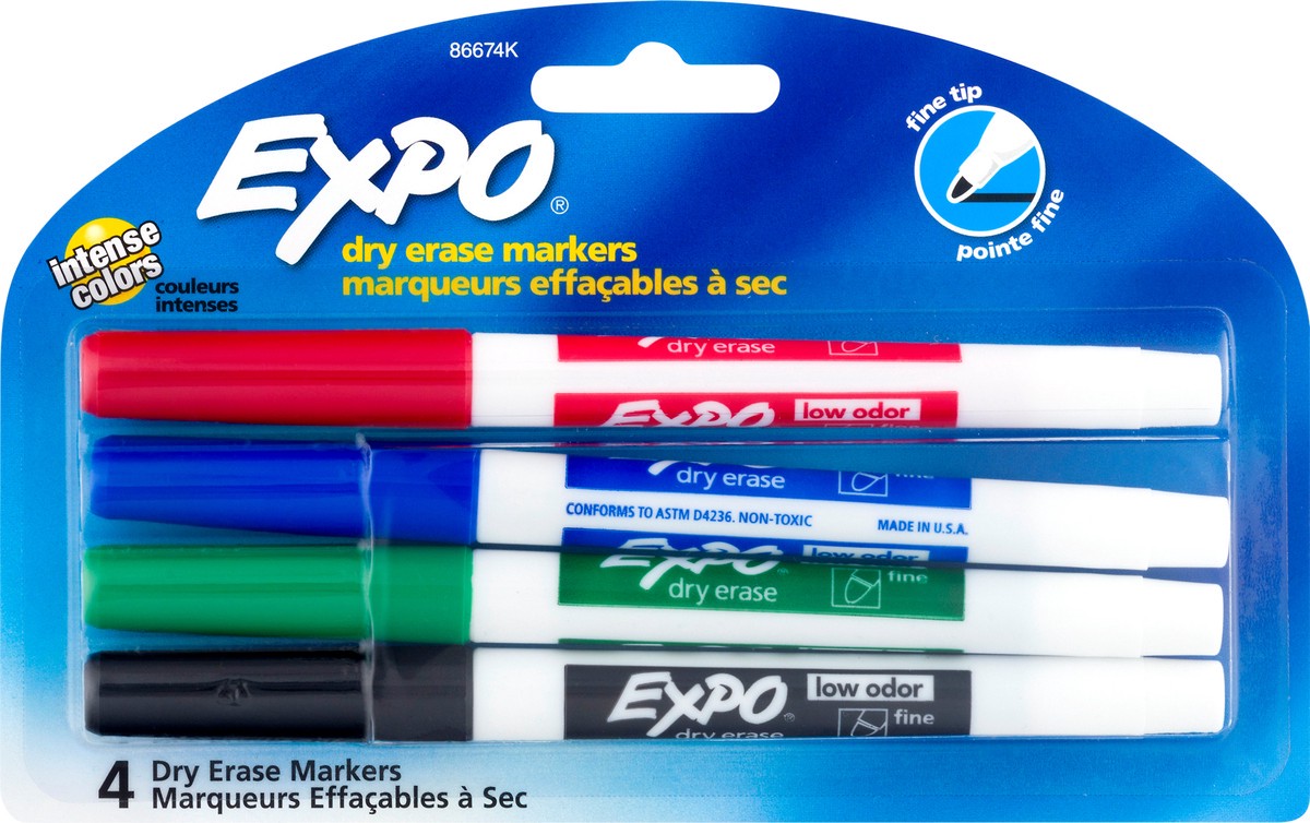 slide 9 of 9, Expo Fine Tip Intense Colors Dry Erase Markers 4 ea, 4 ct