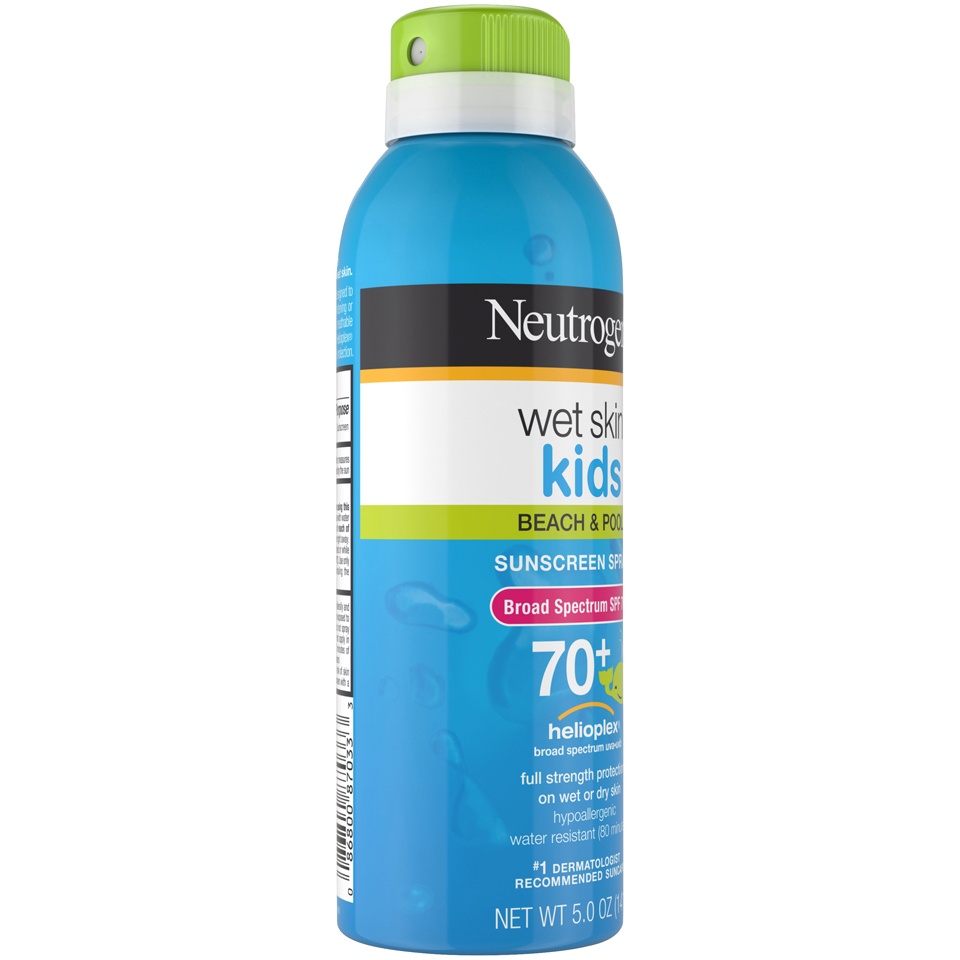 slide 2 of 6, Neutrogena Wet Skin Kids Beach & Pool Sunscreen Spray SPF 70+, 5 oz