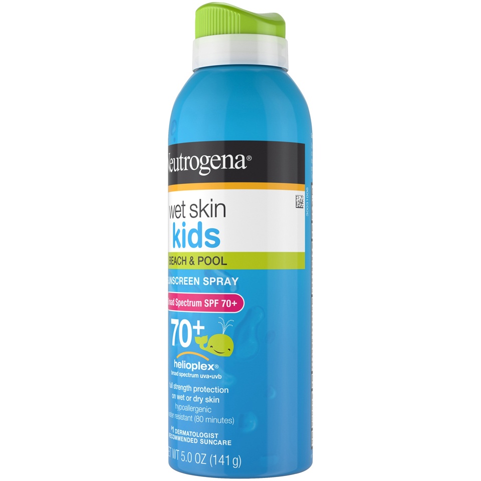 slide 3 of 6, Neutrogena Wet Skin Kids Beach & Pool Sunscreen Spray SPF 70+, 5 oz