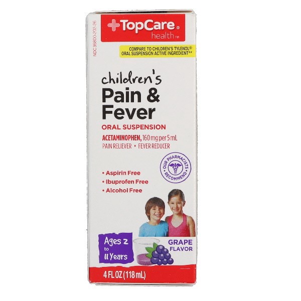 slide 1 of 14, TopCare Children Pain And Fever Grape, 4 oz