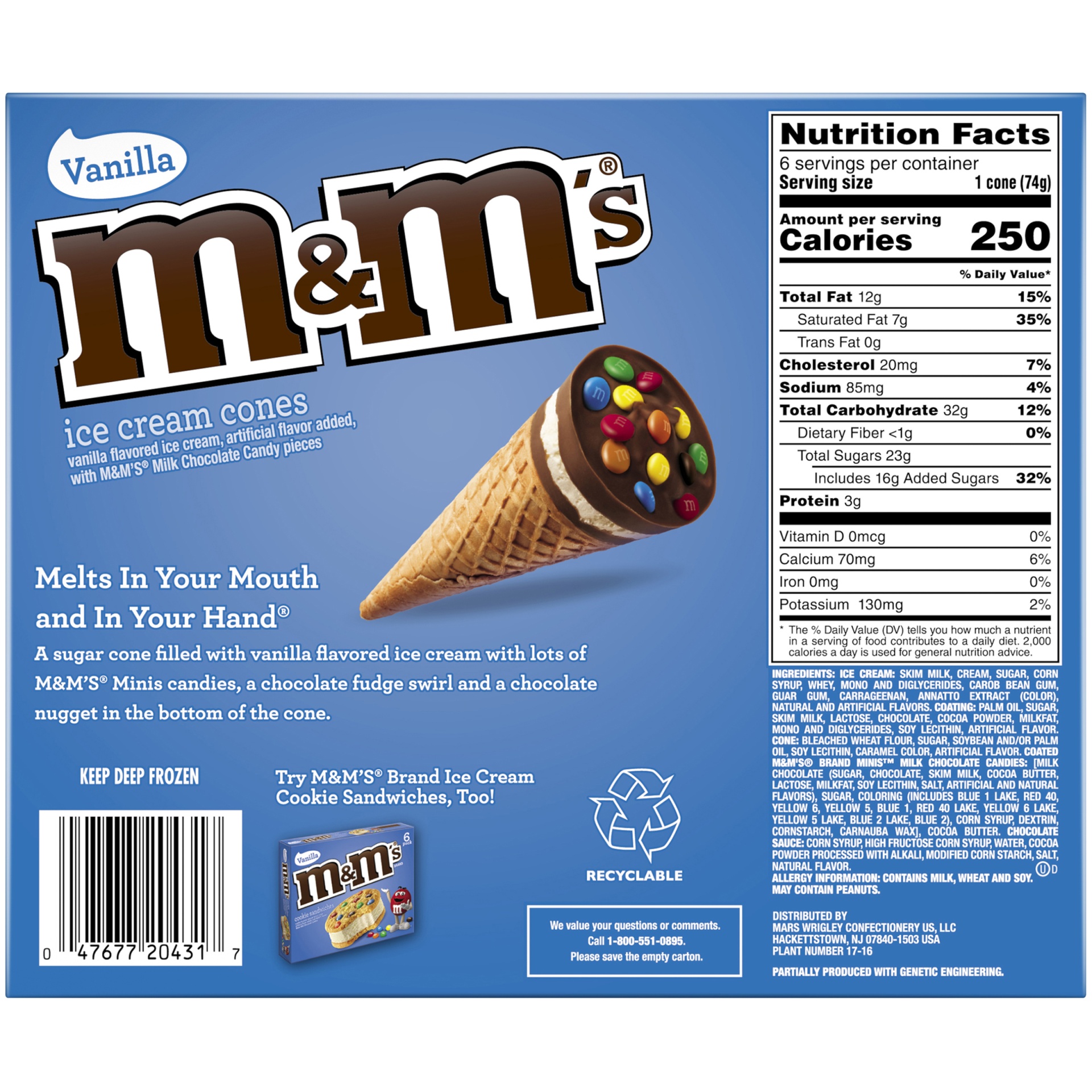 slide 6 of 8, M&M's Ice Cream Cones Vanilla, 6 ct