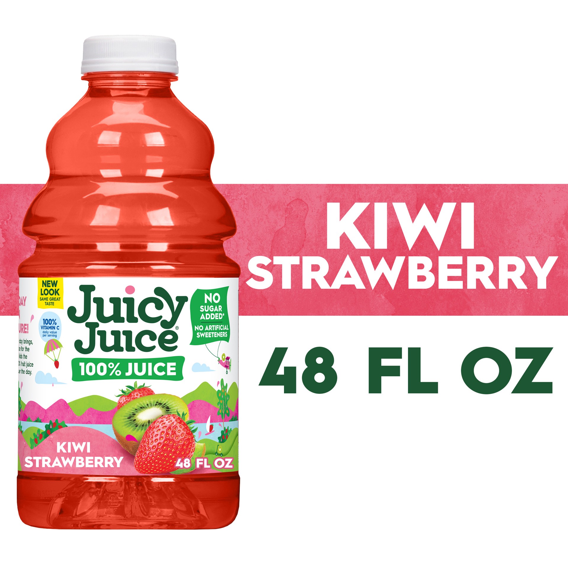 slide 1 of 10, Juicy Juice 100% Juice, Kiwi Strawberry, 48 FL OZ Bottle, 48 fl oz