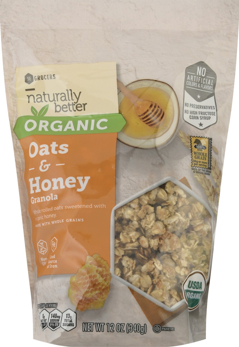 slide 1 of 13, SE Grocers Naturally Better Organic Granola Oats & Honey, 12 oz