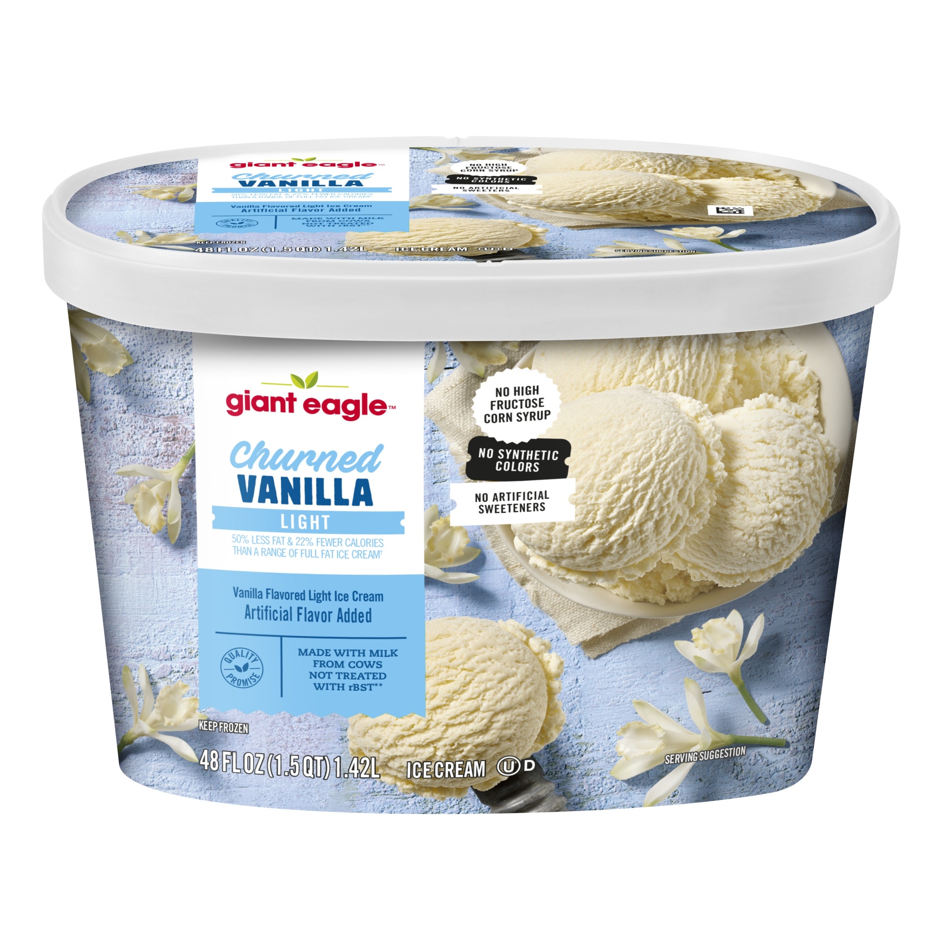 slide 1 of 1, Giant Eagle Churned Light Vanilla Ice Cream, 48 oz