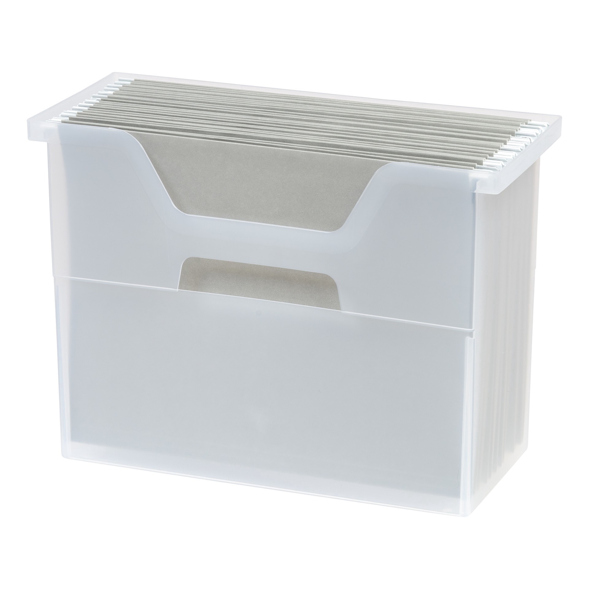 slide 5 of 6, Iris Medium Open Top Plastic File Box, 6 in x 13 in x 10 in