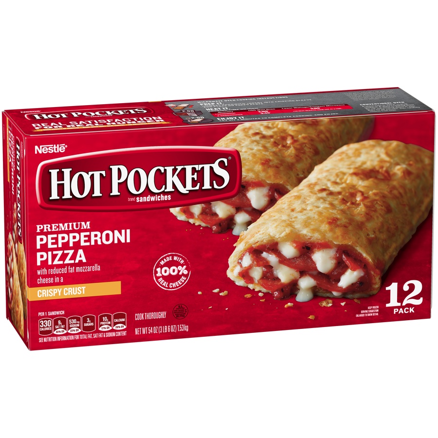 Hot Pockets Premium Pepperoni Pizza Crispy Crust Frozen Snacks 12 Ct ...