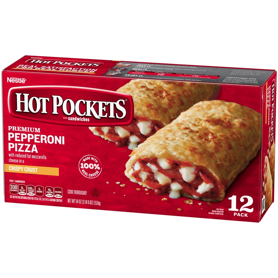 Hot Pockets Premium Pepperoni Pizza Crispy Crust Frozen Snacks 12 ct ...