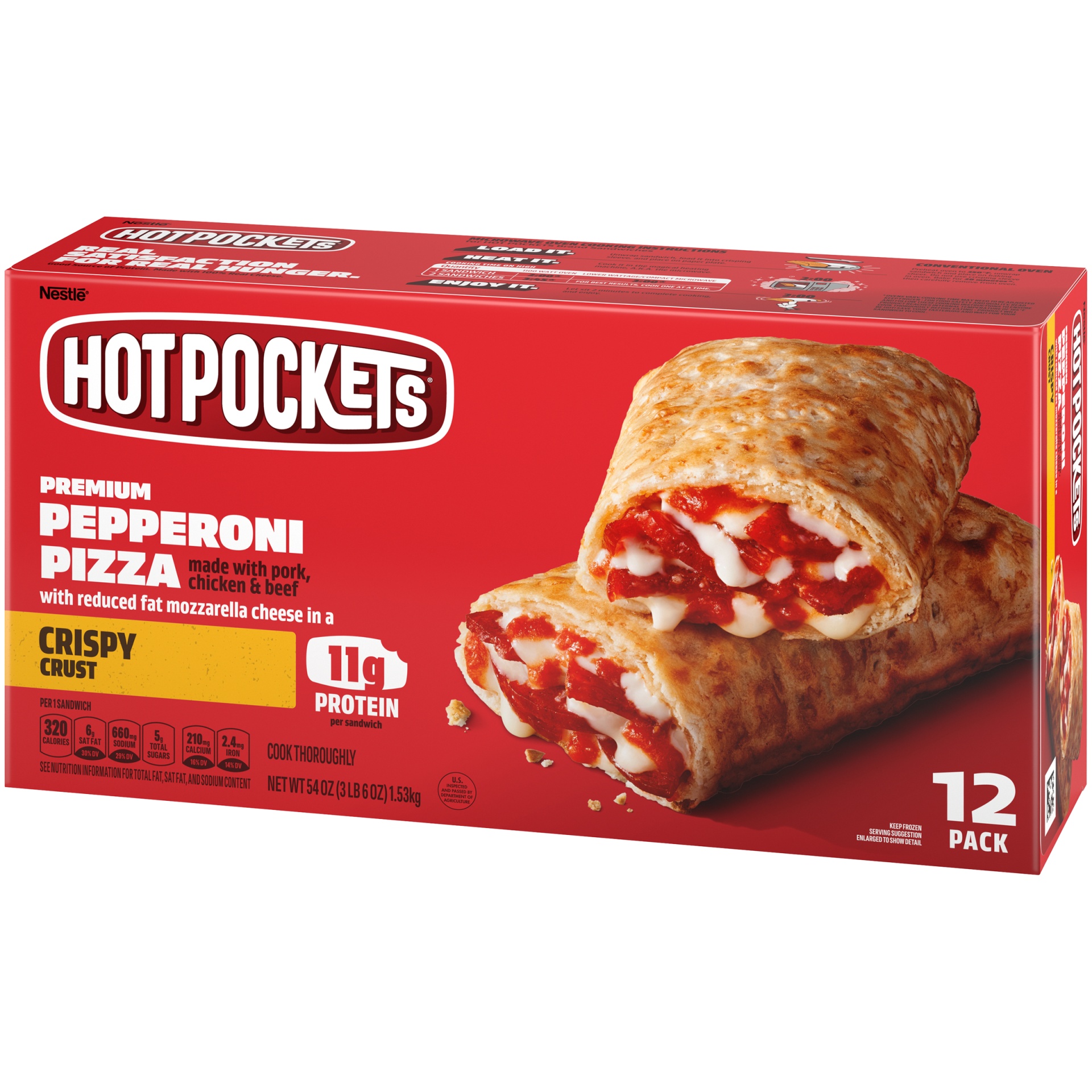 Hot Pockets Premium Pepperoni Pizza Crispy Crust Frozen Snacks 12 ct ...