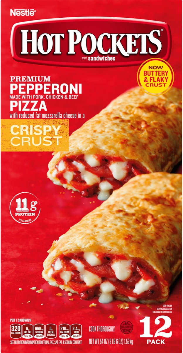 slide 5 of 8, Hot Pockets Premium Pepperoni Pizza Value Pack, 12 ct