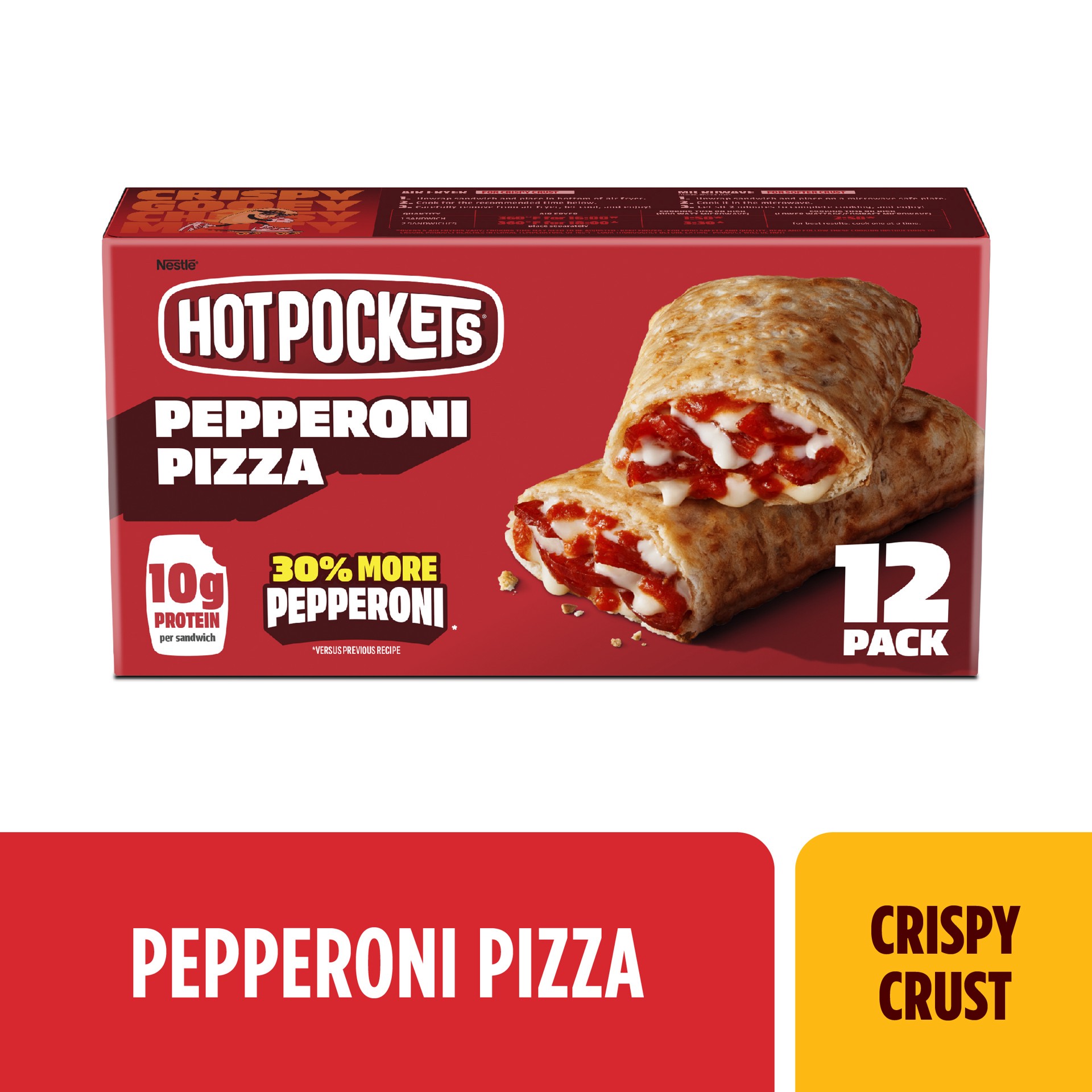 slide 1 of 8, Hot Pockets Pepperoni Pizza, Crispy Crust, Frozen Snack, 12 Pack, 54 oz