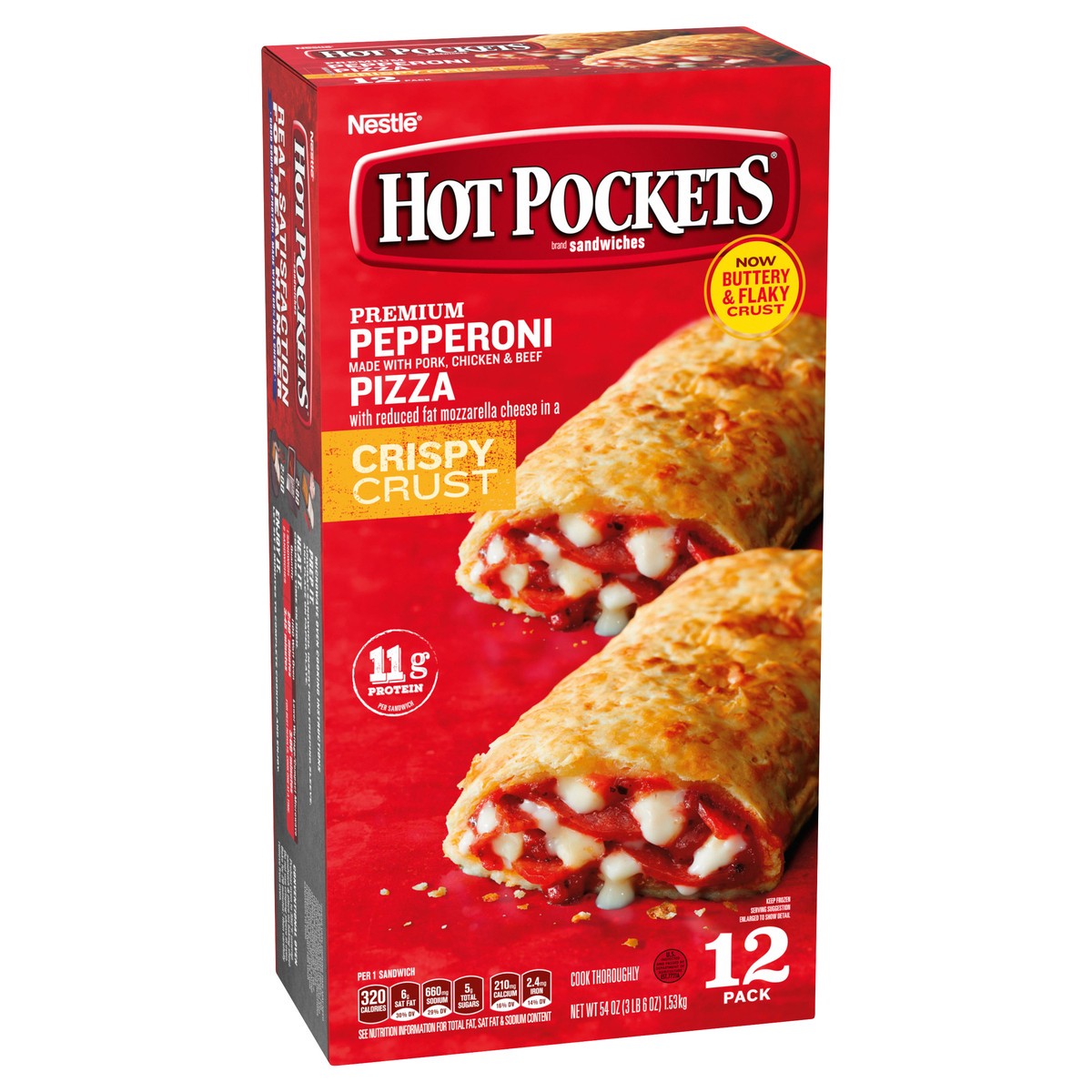 slide 1 of 8, Hot Pockets Pepperoni Pizza Frozen Sandwiches 12 ct Box, 54 oz