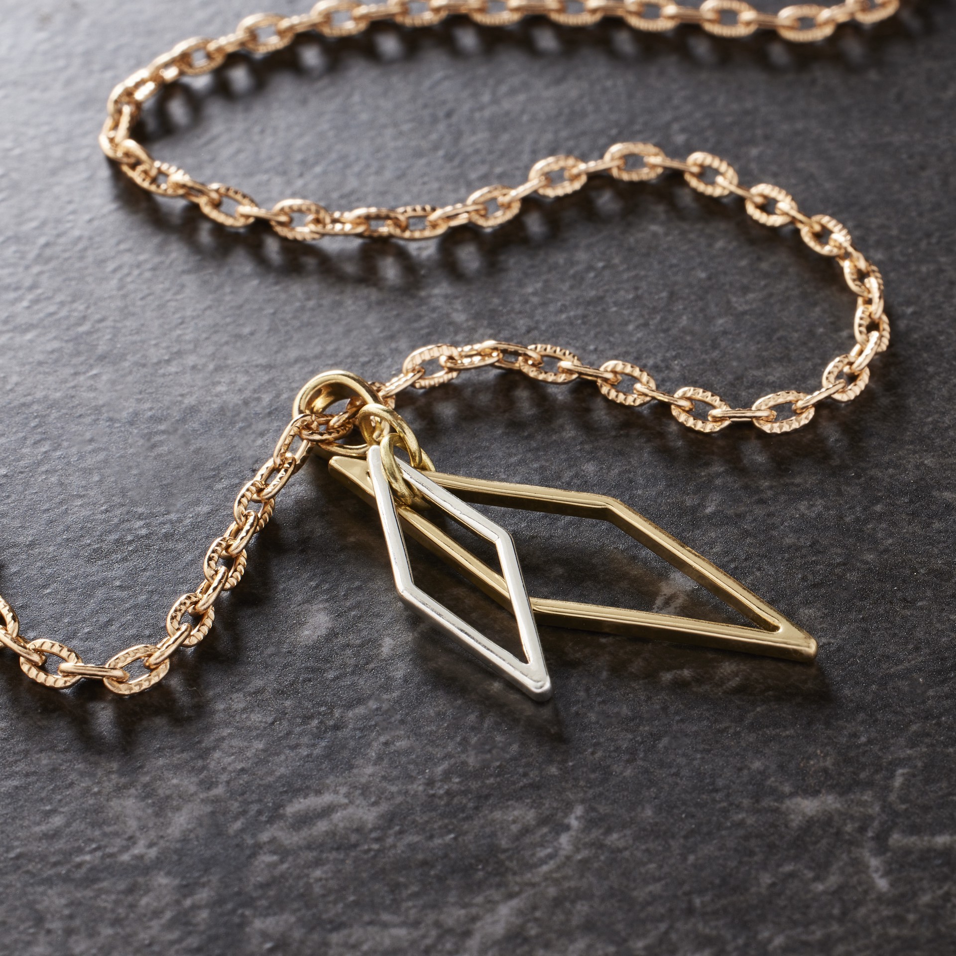 slide 3 of 3, Gold & Silver Diamond Overlap Pendant By Bead Landing, 14 mm