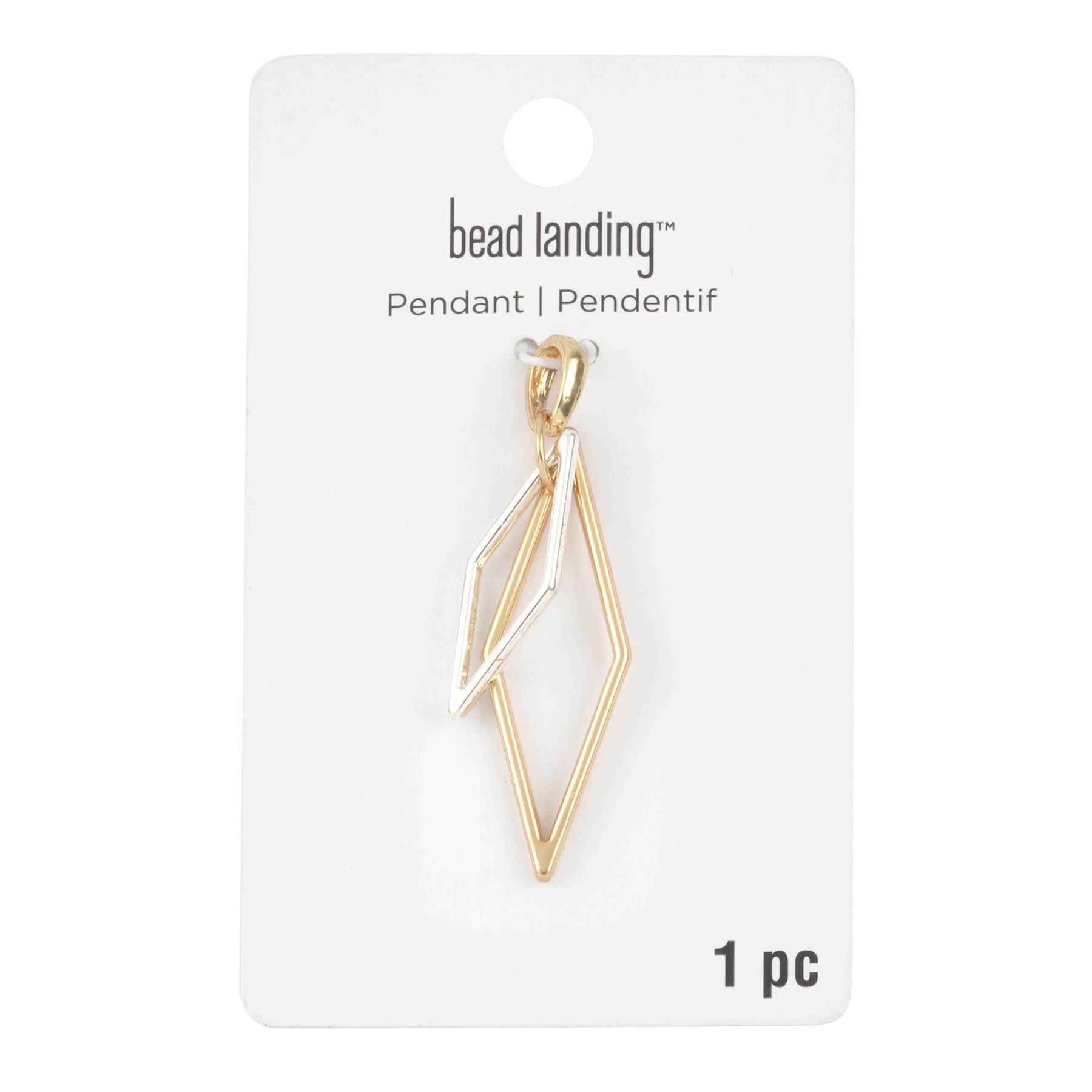 slide 2 of 3, Gold & Silver Diamond Overlap Pendant By Bead Landing, 14 mm