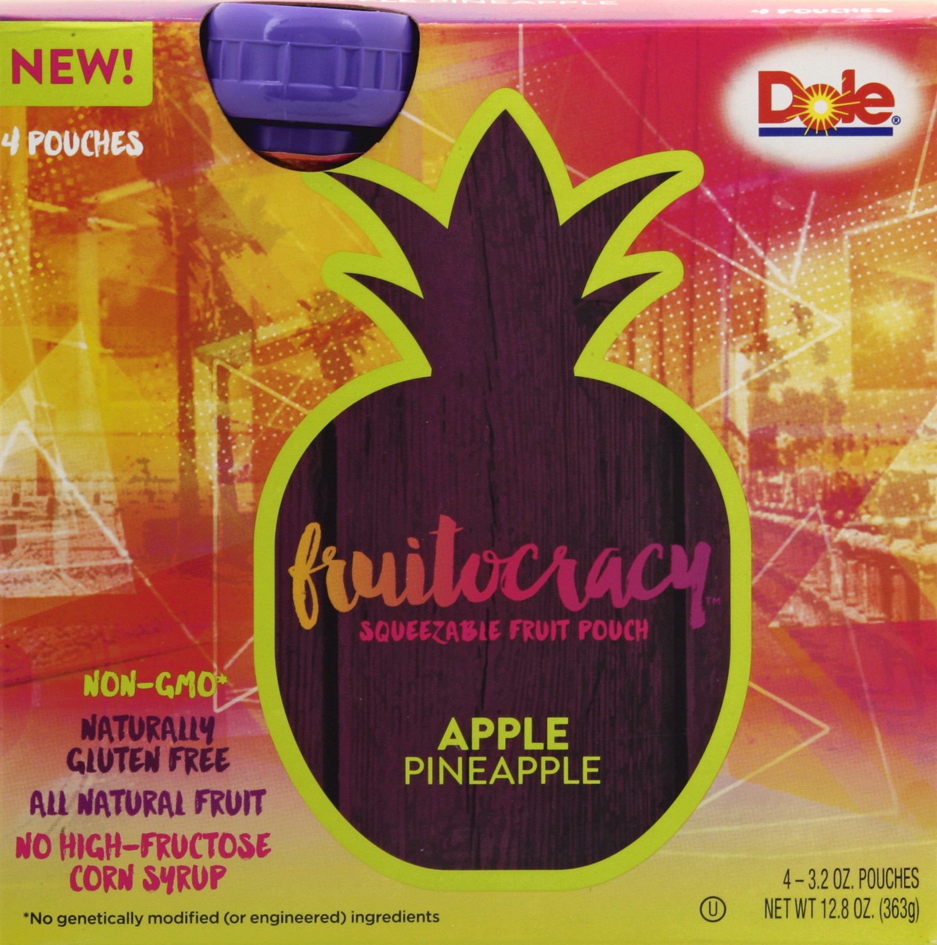 slide 1 of 1, Dole Fruitocracy Apple Pineapple Fruit Pouch, 4 ct; 3.2 oz