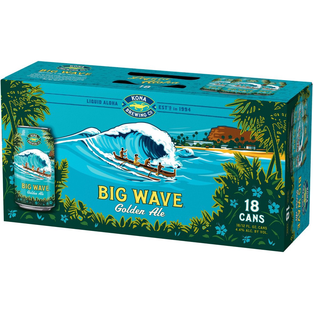 slide 3 of 4, Kona Big Wave Liquid Aloha Premium Beer 18 - 12 fl oz Cans, 216 fl oz