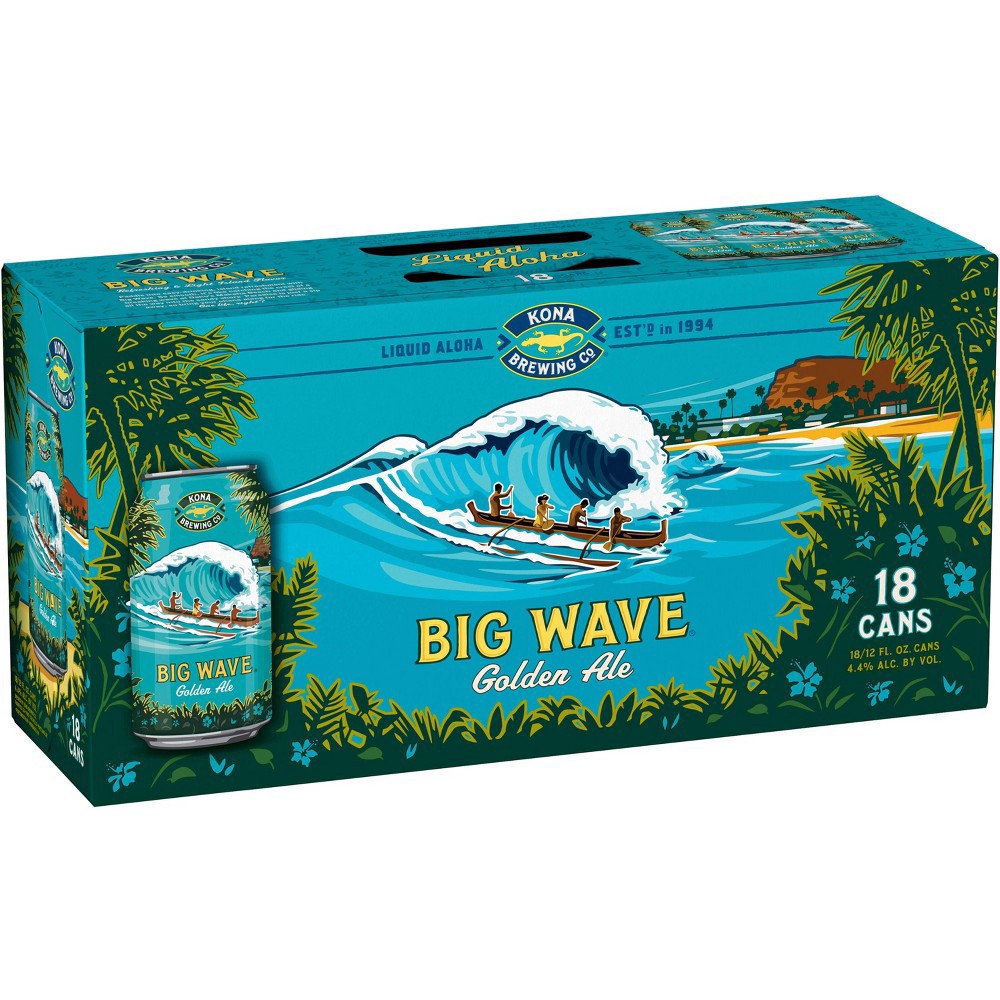 slide 2 of 4, Kona Big Wave Liquid Aloha Premium Beer 18 - 12 fl oz Cans, 216 fl oz