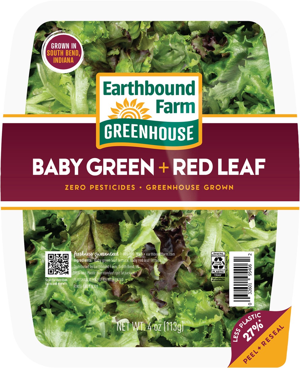 slide 3 of 5, Earthbound Farm Greenhouse Baby Green + Red Leaf, 4 oz