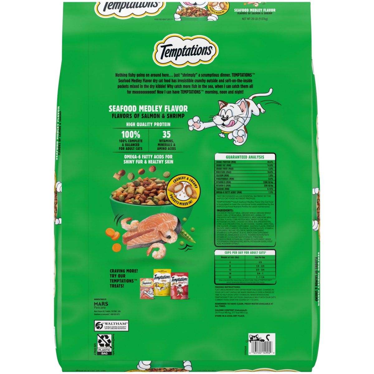 slide 28 of 29, TEMPTATIONS Seafood Medley Flavor Adult Dry Cat Food, 20 lb. Bag, 20 lb