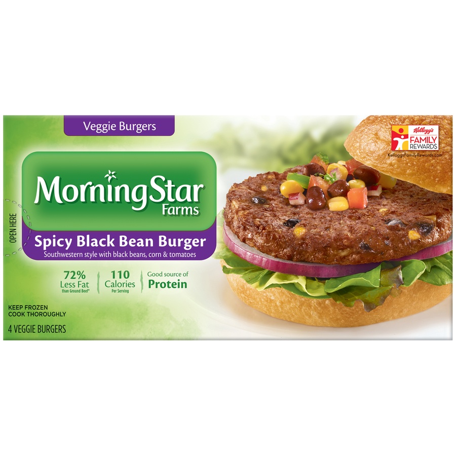 slide 1 of 2, MorningStar Farms Veggie Burgers Spicy Black Bean - 4 Ct, 4 ct; 9.5 oz