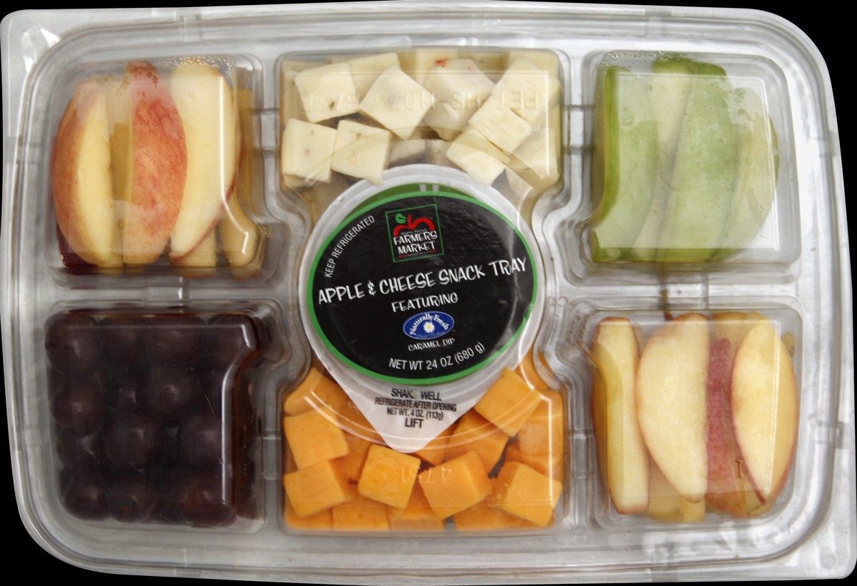 slide 1 of 5, Harris Teeter Farmers Market Apple & Cheese Snack Tray, 24 oz