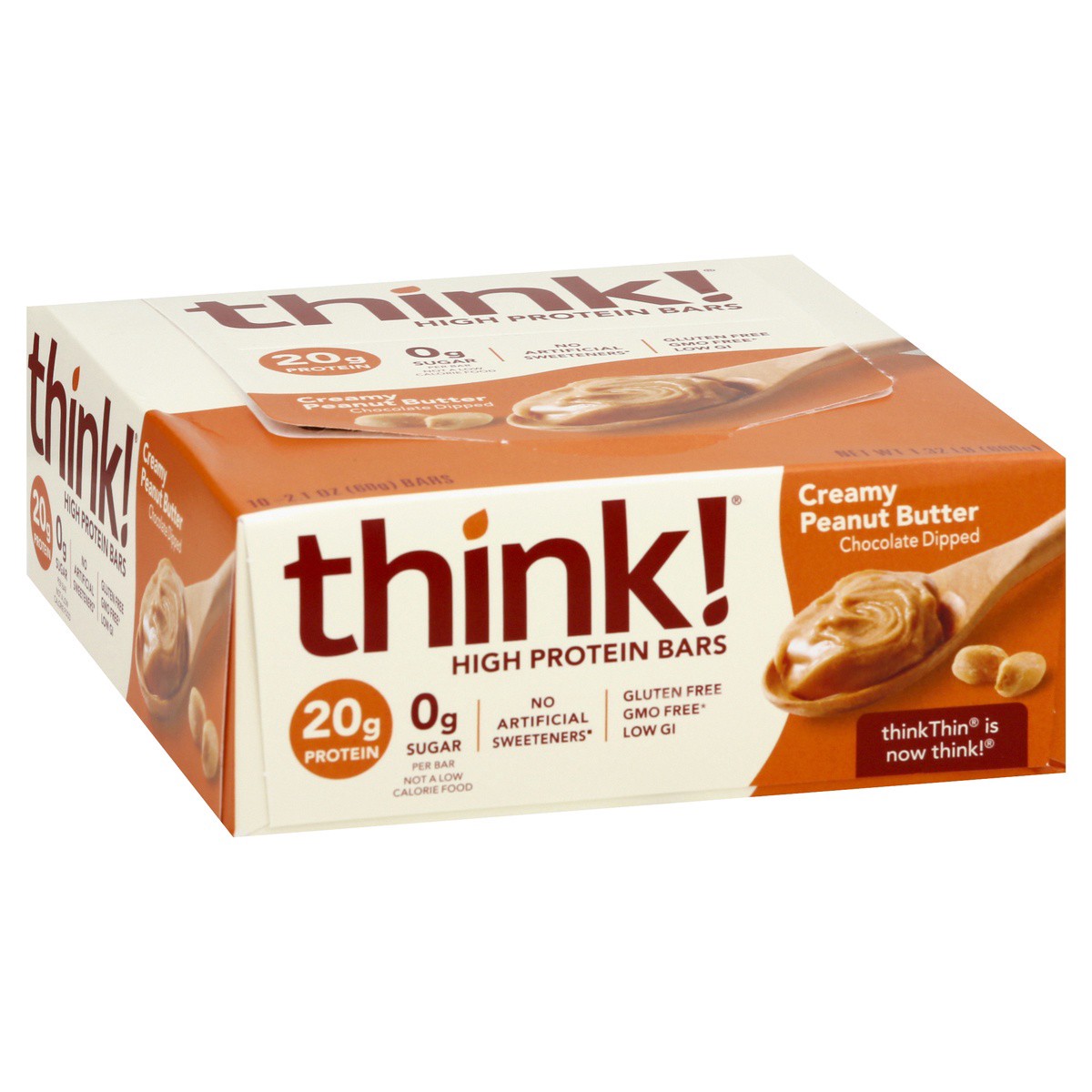 slide 1 of 7, thinkThin Creamy Peanut Butter High Protein Bar, 2.1 oz