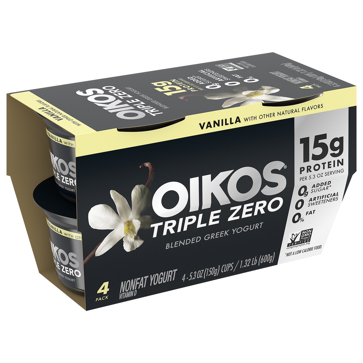 slide 8 of 9, Oikos Triple Zero Vanilla Greek Yogurt - 4ct/5.3oz Cups, 4 ct; 5.3 oz