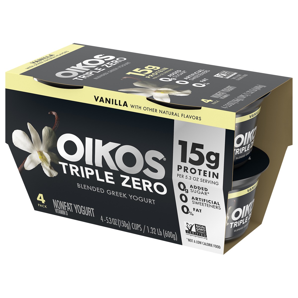 slide 9 of 9, Oikos Triple Zero Vanilla Greek Yogurt - 4ct/5.3oz Cups, 4 ct; 5.3 oz