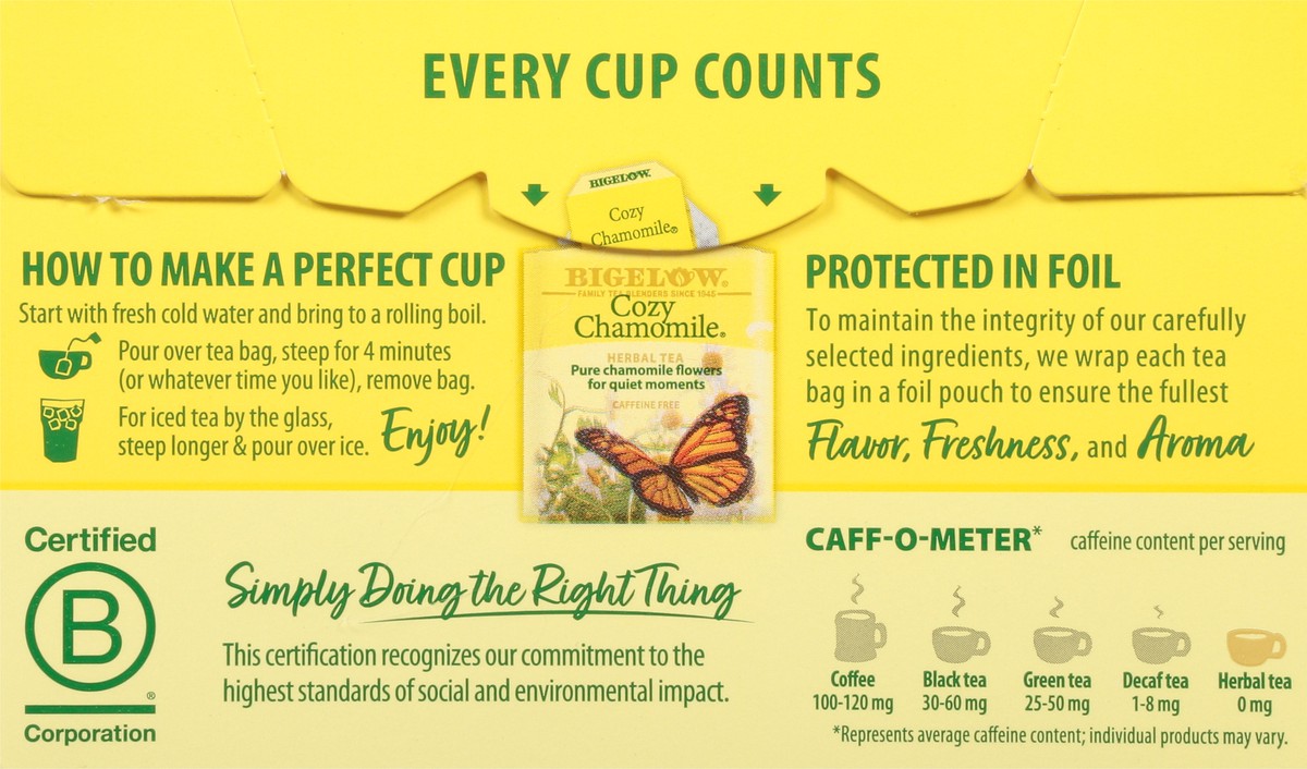 slide 9 of 9, Bigelow Herbal Tea, Cozy Chamomile, Bags, 20 ct