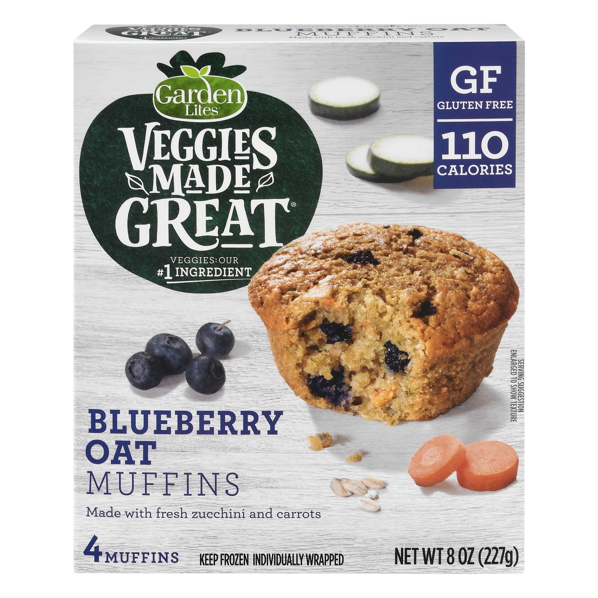 slide 1 of 9, Veggies Made Great Garden Lites Blueberry Oat Muffins, 4 ct