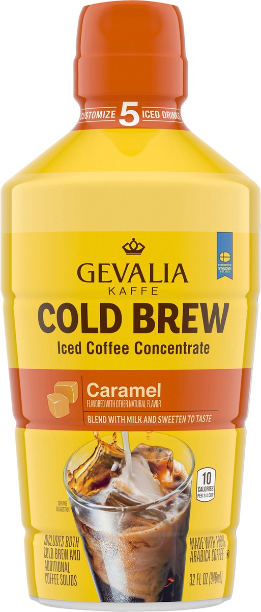 slide 2 of 14, Gevalia Caramel Cold Brew Iced Coffee Concentrate, Caffeinated- 32 fl oz, 32 fl oz