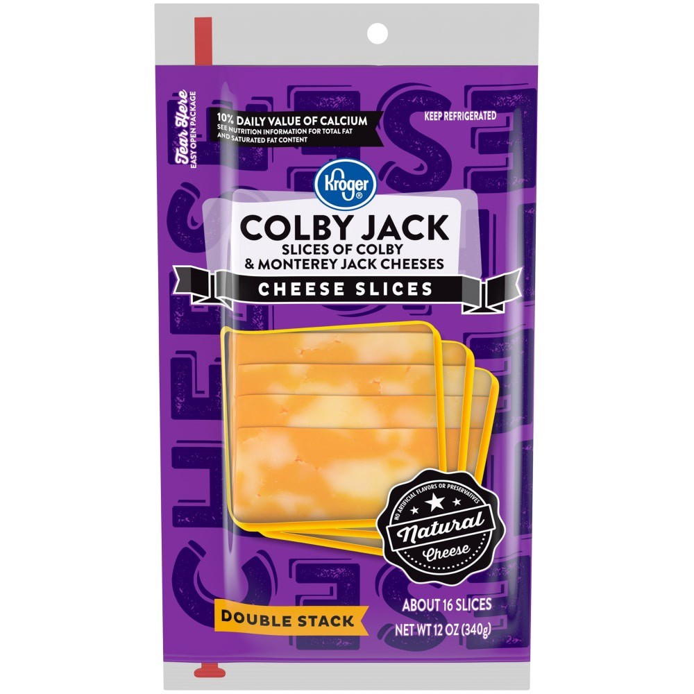 slide 1 of 3, Kroger Colby Jack Cheese Slices, 16 ct; 12 oz