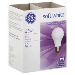 GE 25 Watts Soft White Light Bulbs 2 ea
