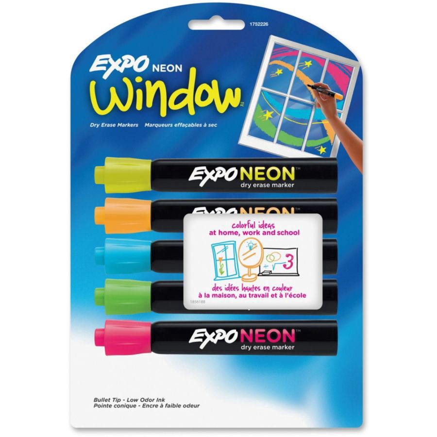 slide 7 of 7, Expo Neon Dry-Erase Markers, Assorted, Pack Of 5, 5 ct