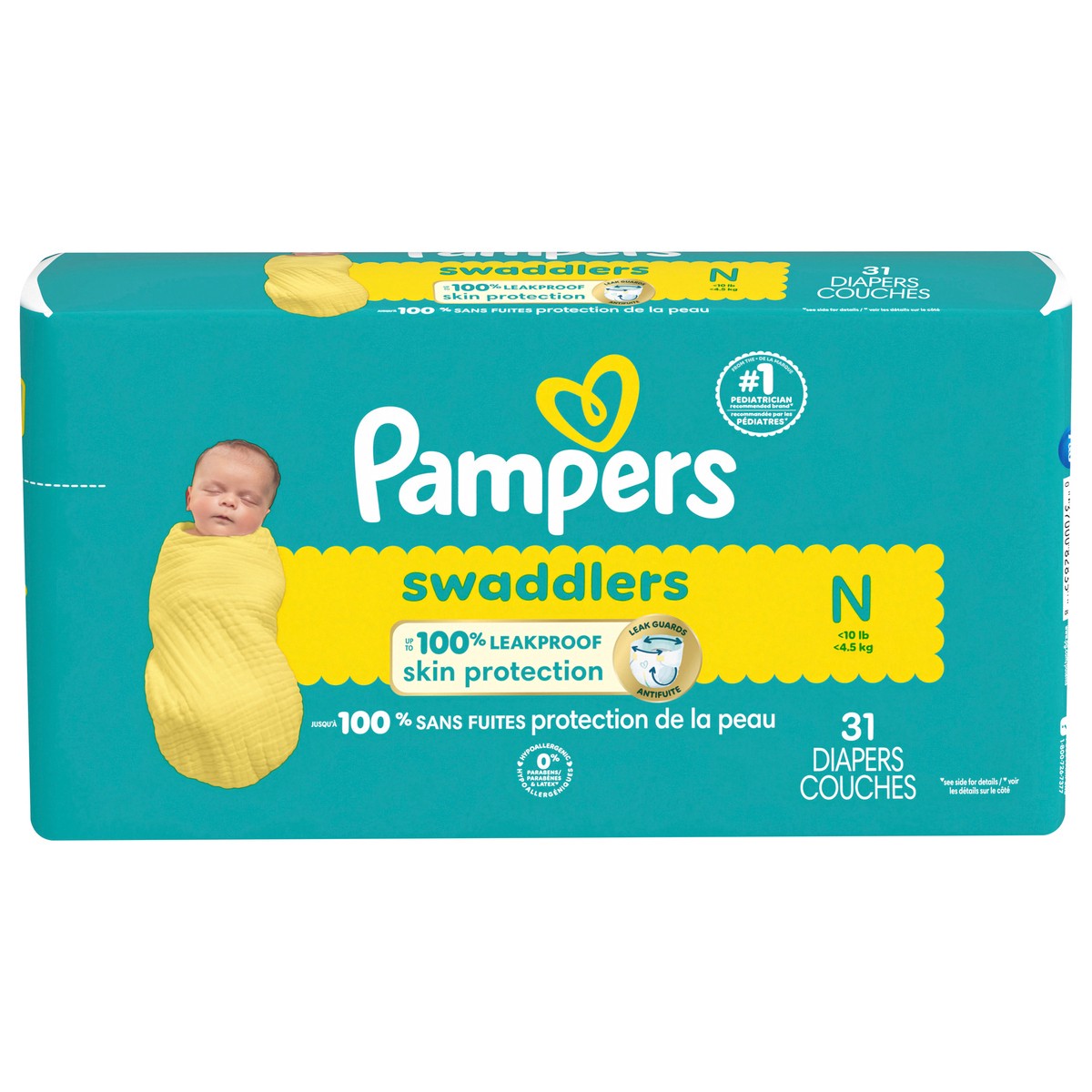 slide 1 of 5, Pampers Swaddlers Diapers, Size 0 (up to 10 lbs), 31 Count, Ultra Absorbent Disposable Infant Diaper, 31 ct