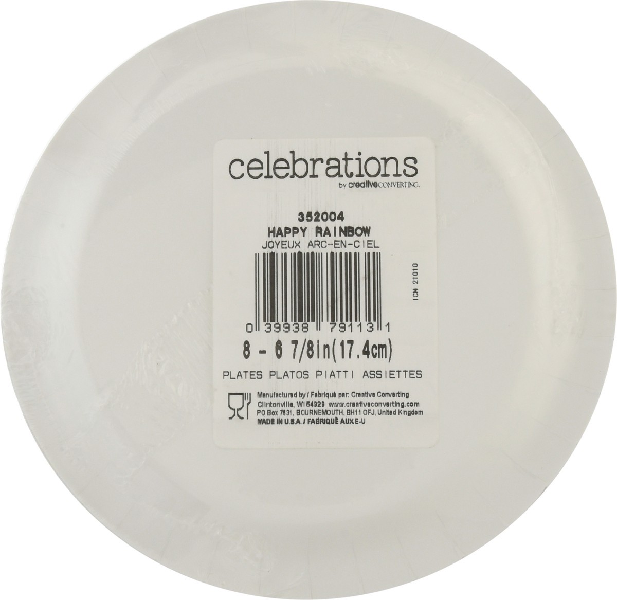 slide 12 of 12, Celebrations Happy Rainbow Plate, 8 ct