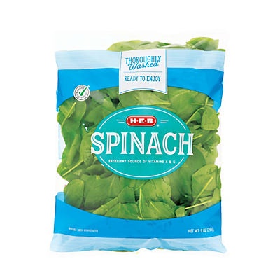 slide 1 of 1, H-E-B Spinach, 9 oz
