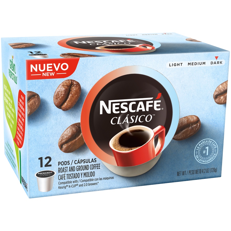 slide 1 of 1, NESCAFE CLASICO Dark Roast Ground Coffee K-Cup Pods, 12 ct