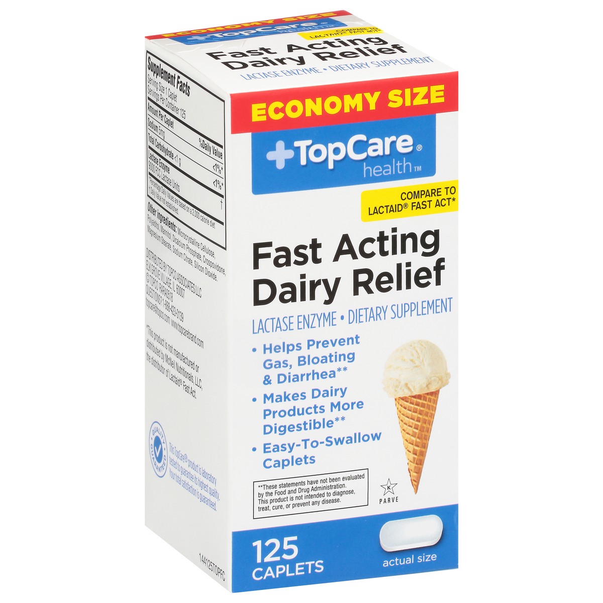 slide 4 of 9, TopCare Health Fast Acting Dairy Relief Economy Size 125 Caplets, 125 ct