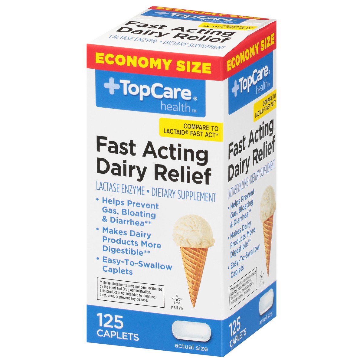 slide 3 of 9, TopCare Health Fast Acting Dairy Relief Economy Size 125 Caplets, 125 ct