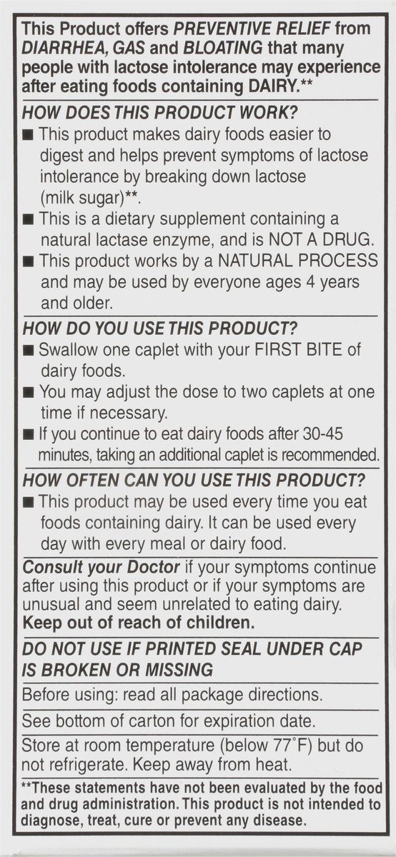 slide 2 of 9, TopCare Health Fast Acting Dairy Relief Economy Size 125 Caplets, 125 ct