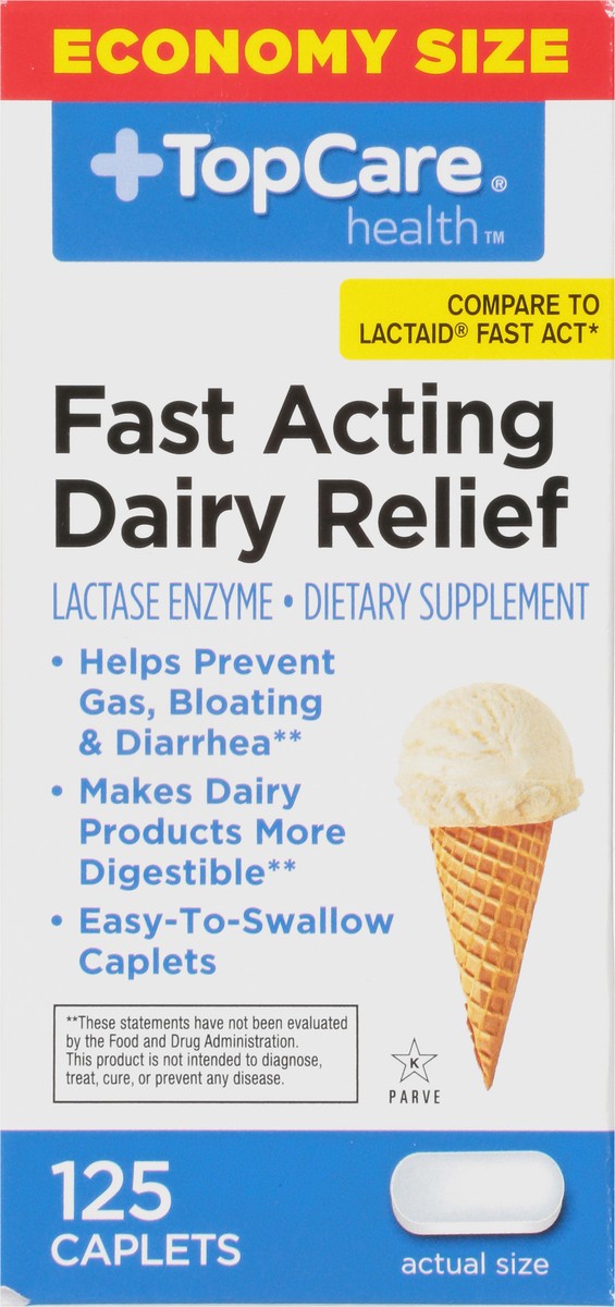 slide 6 of 9, TopCare Health Fast Acting Dairy Relief Economy Size 125 Caplets, 125 ct