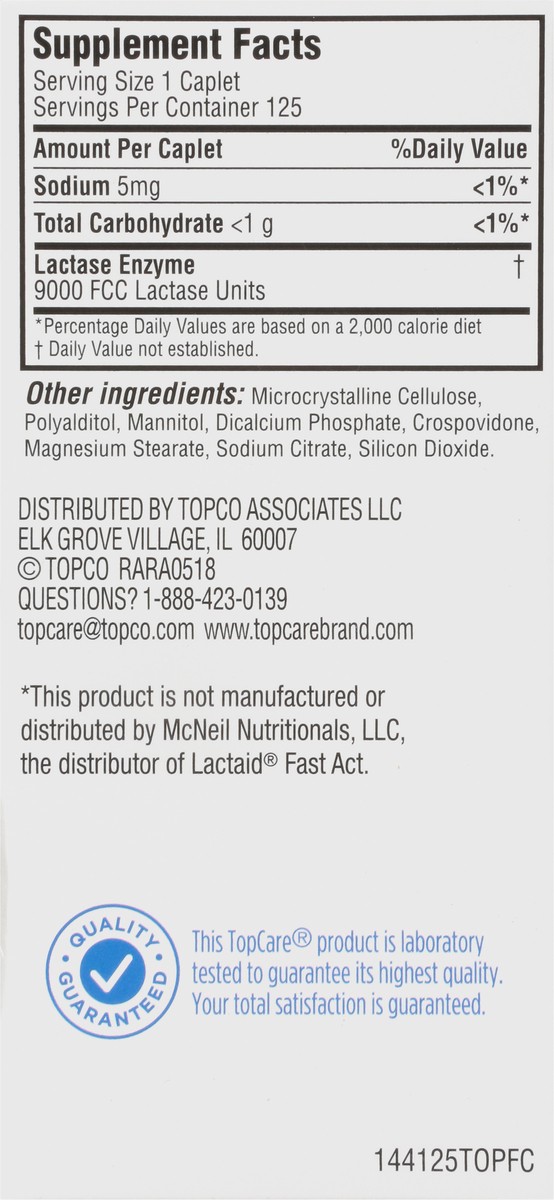 slide 5 of 9, TopCare Health Fast Acting Dairy Relief Economy Size 125 Caplets, 125 ct