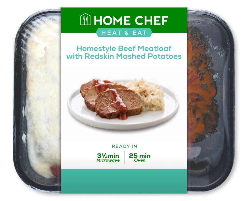 slide 1 of 1, Home Chef Heat And Eat Homestyle Meatloaf With Redskin Mashed Potatoes, 12 oz