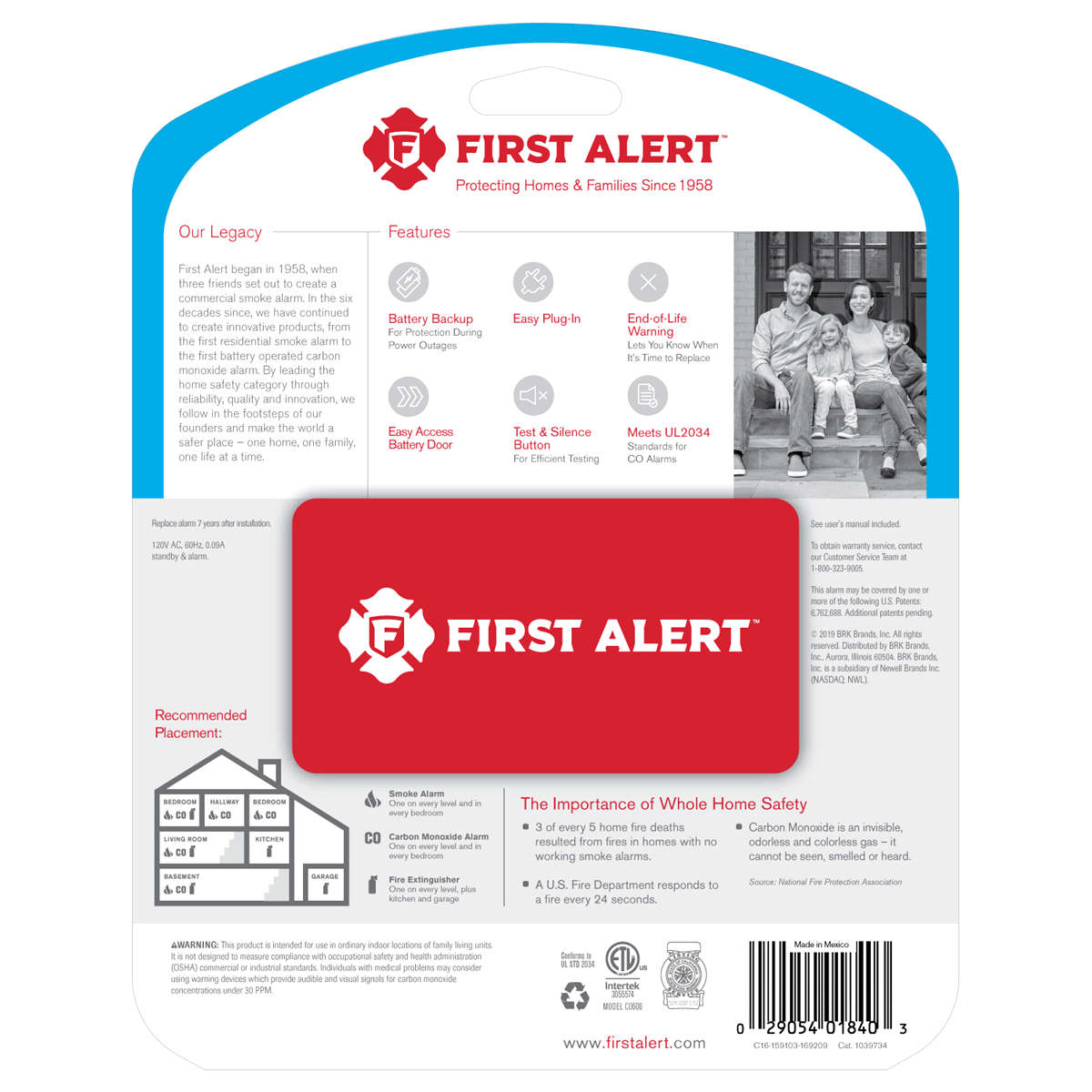 slide 4 of 5, First Alert CO605 Carbon Monoxide Plug-In Alarm with Battery Backup, 1 ct