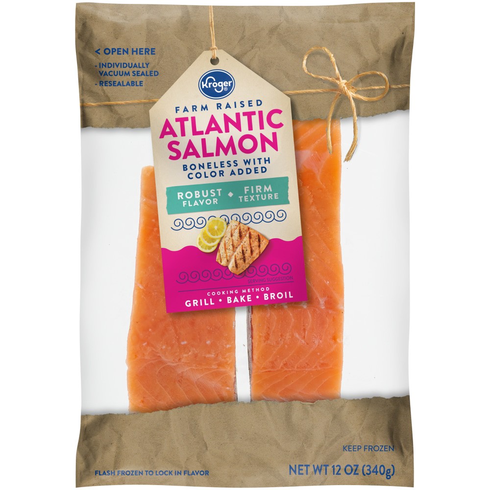 slide 1 of 2, Kroger Farm Raised Boneless Atlantic Salmon, 12 oz