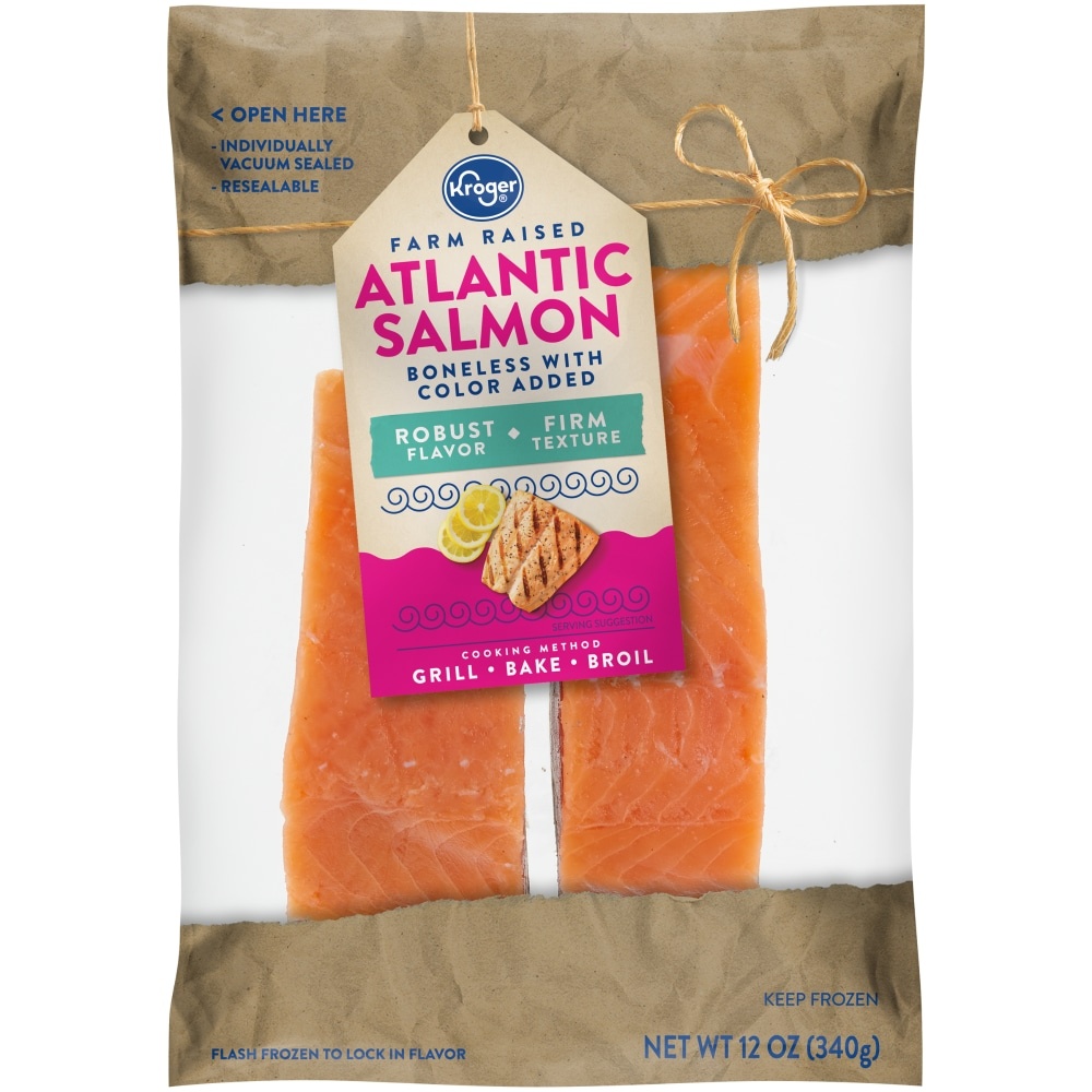 slide 1 of 1, Kroger Farm Raised Boneless Atlantic Salmon, 12 oz