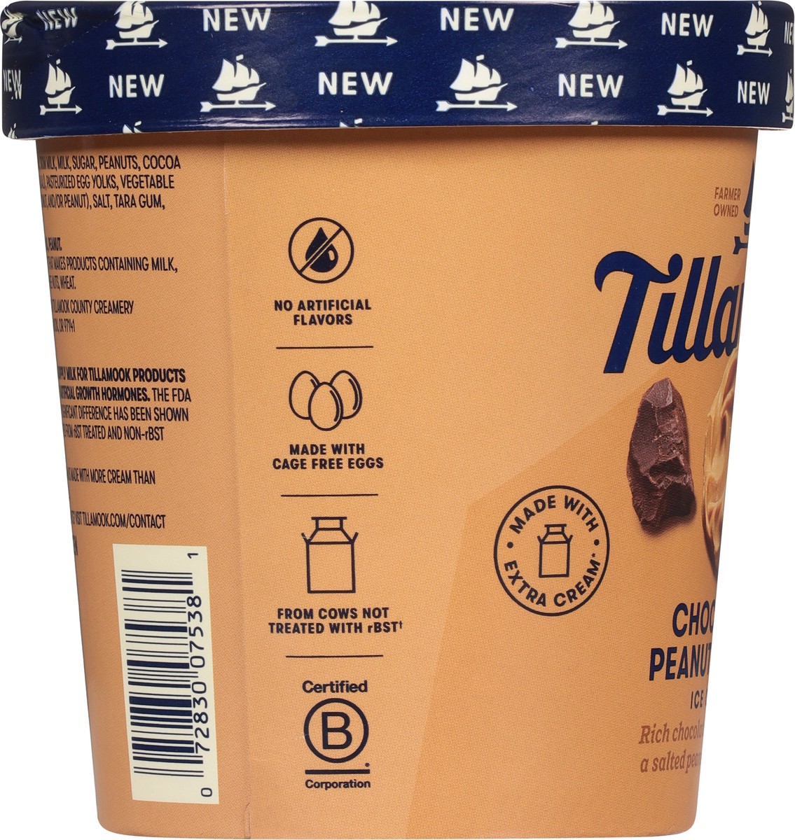 slide 13 of 13, Tillamook Chocolate Peanut Butter Ice Cream 16 fl oz,